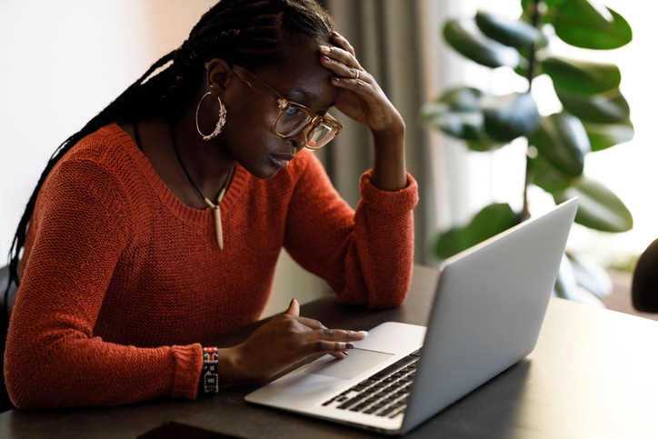 Young woman working from home