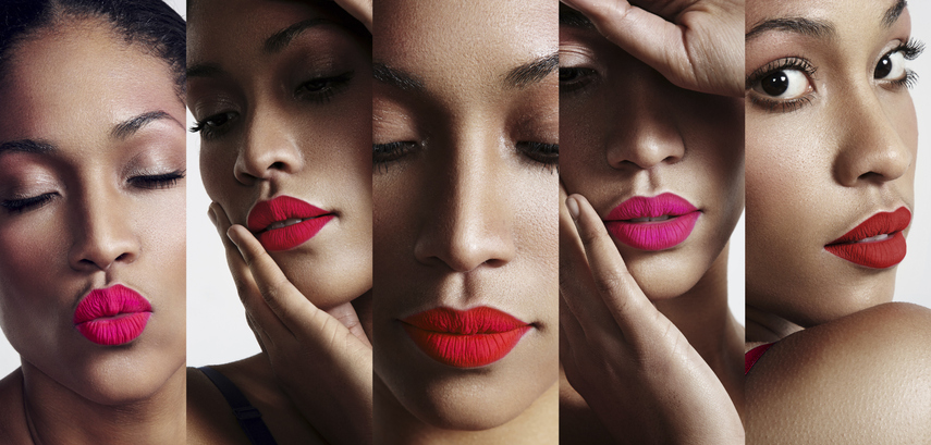 all about lips collage. cutted womans portraits with a bright l